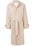 Ami Paris Raglan Sleeves Belted Long Coat - Neutrals