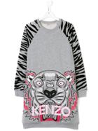 Kenzo Kids Tiger Logo Print Sweatshirt Dress - Grey