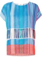 Ports 1961 Woven T-shirt, Women's, Size: 40, Blue, Viscose/acrylic/polyamide/polyester