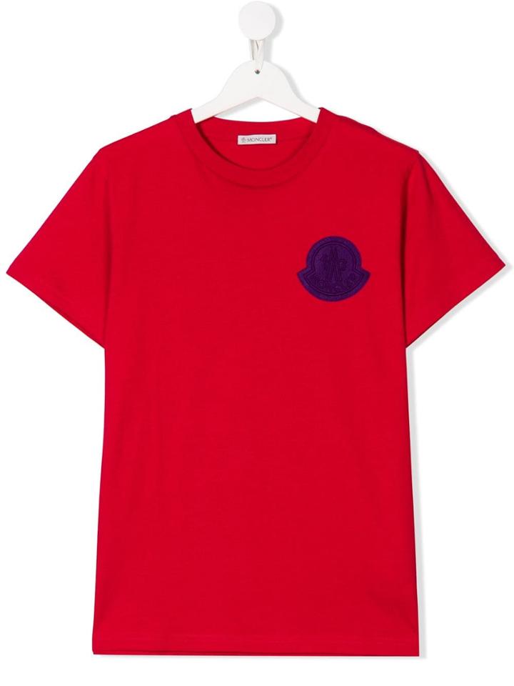 Moncler Kids Teen Contrasting Logo T-shirt - Red
