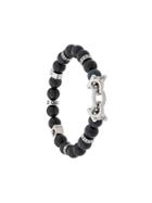 Salvatore Ferragamo Semi Precious Stones And Gancini Bracelet - Black