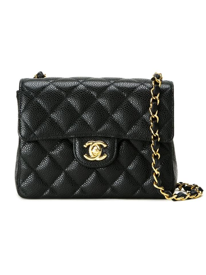 Chanel Vintage Small Quilted Crossbody Bag, Women's, Black