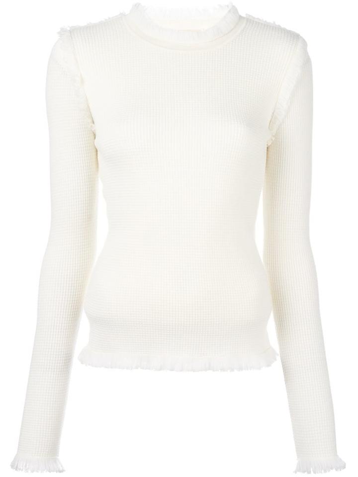 Michael Michael Kors Fringed Edge Jumper, Women's, Size: Large, Nude/neutrals, Merino