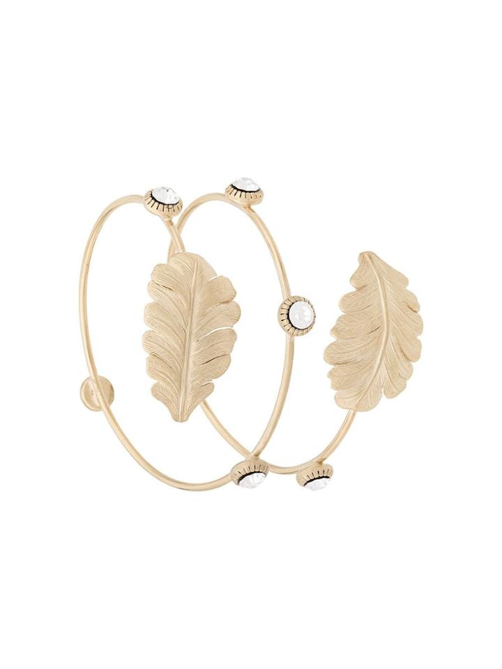 Silvia Gnecchi Embellished Leaf Arm Bracelet - Gold