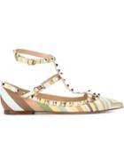 Valentino Garavani 'rockstud' Striped Ballerinas