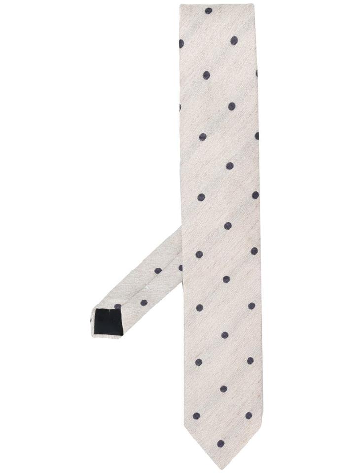 Lardini Polka Dot Print Tie - Neutrals