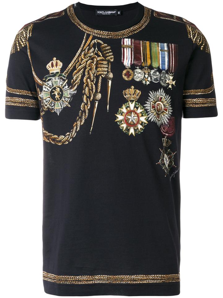 Dolce & Gabbana Military Print T-shirt - Black