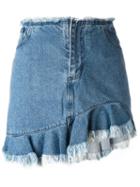 Marques'almeida Frayed Draped Hem Skirt, Women's, Size: 10, Blue, Cotton