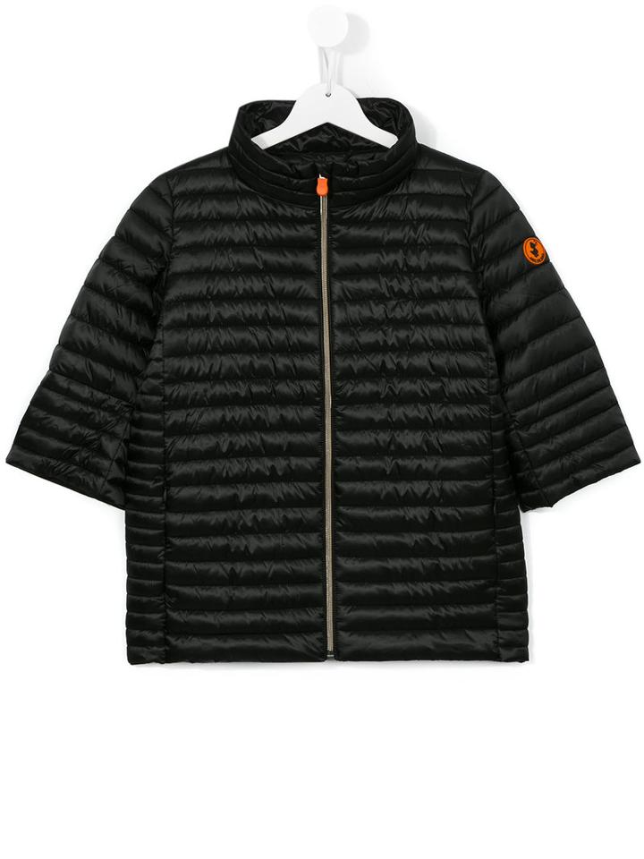 Save The Duck Kids Cropped Sleeves Padded Jacket, Girl's, Size: 14 Yrs, Black