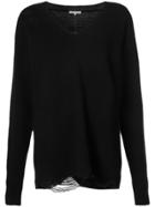 Helmut Lang Distressed V-neck Sweater - Black