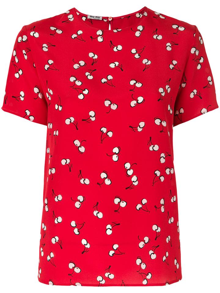 Miu Miu Cherry Print Blouse - Red