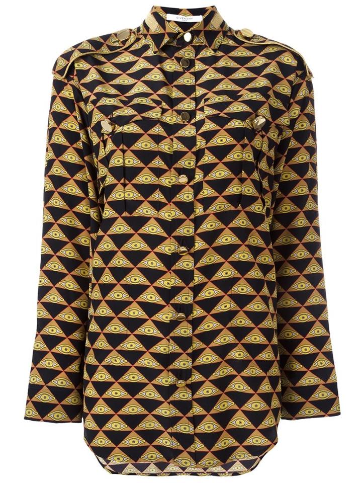 Givenchy Egyptian Eye Print Shirt, Women's, Size: 34, Silk/polyamide/polyester/viscose