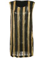 Balmain - Striped Dress - Women - Polyamide/spandex/elastane/viscose/brass - 38, Black, Polyamide/spandex/elastane/viscose/brass