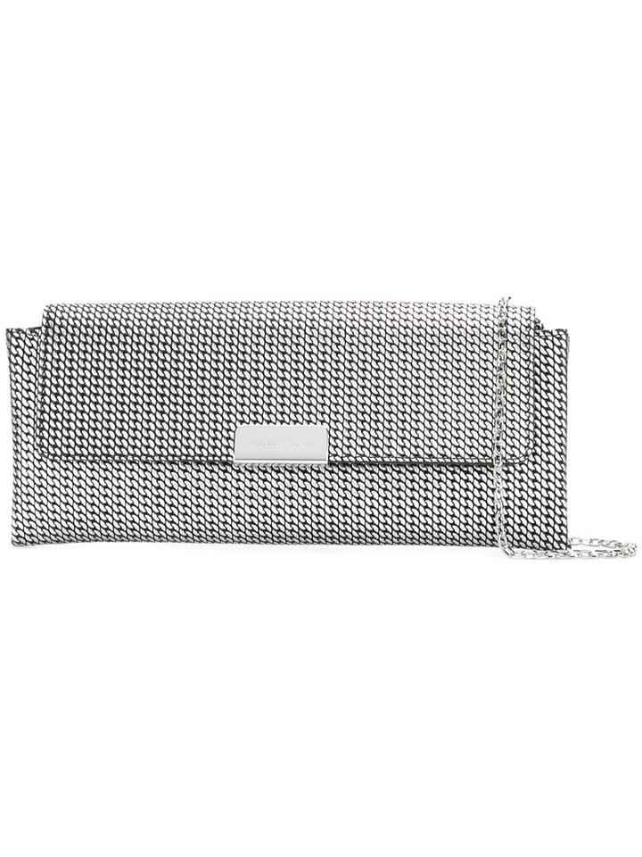 Emporio Armani Chain Texture Shoulder Bag, Women's, Grey, Leather/polyurethane/cotton