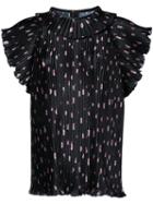 Akiko Aoki - Pleated Blouse - Women - Polyester - M, Black, Polyester