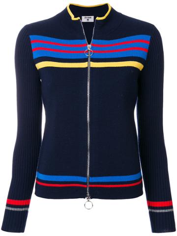J.won Stripe Detail Zipped Cardigan - Blue