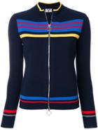 J.won Stripe Detail Zipped Cardigan - Blue