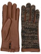Agnelle Knitted Front Gloves - Brown