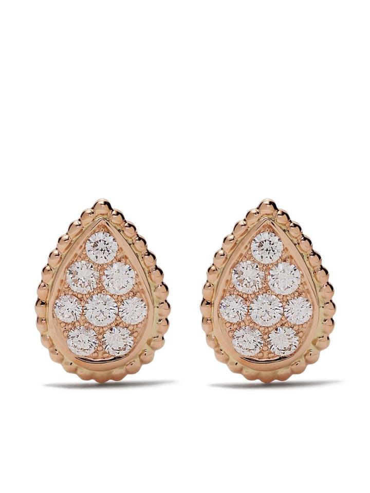 Boucheron 18kt Rose Gold Serpent Bohème Diamond S Motif Stud Earrings