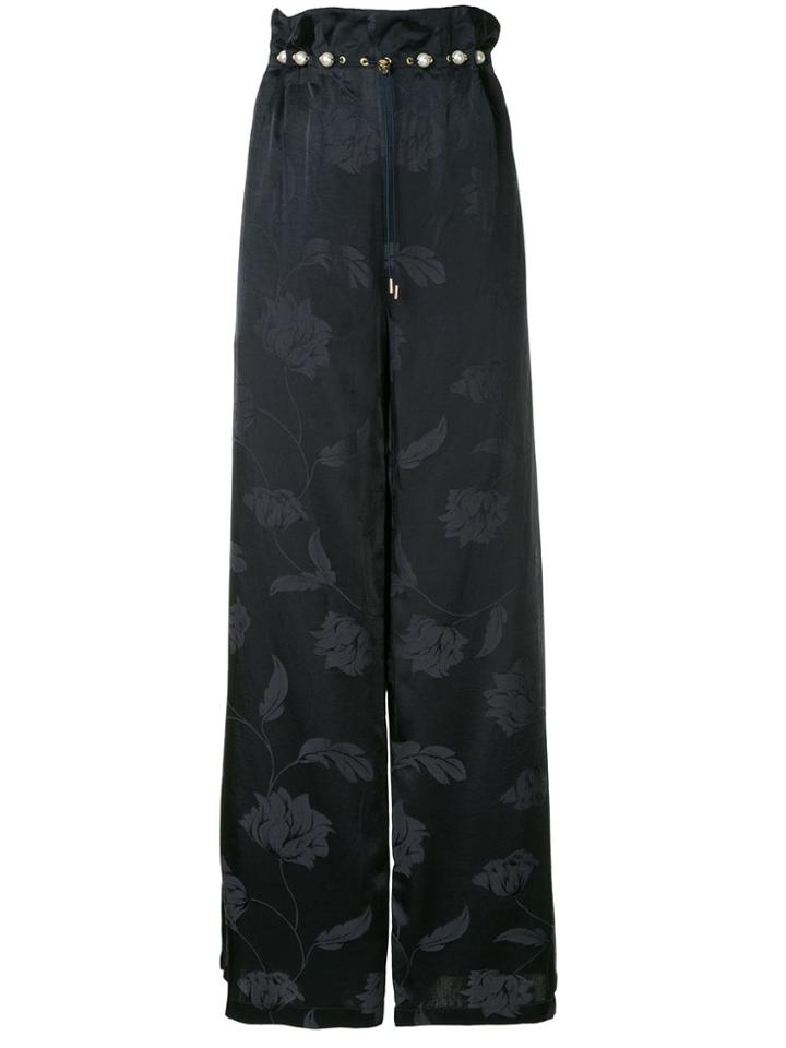 Mother Of Pearl Floral Print Wide-leg Trousers - Black