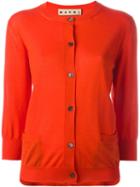 Marni Round Neck Cardigan, Women's, Size: 40, Red, Silk/acetate/cashmere