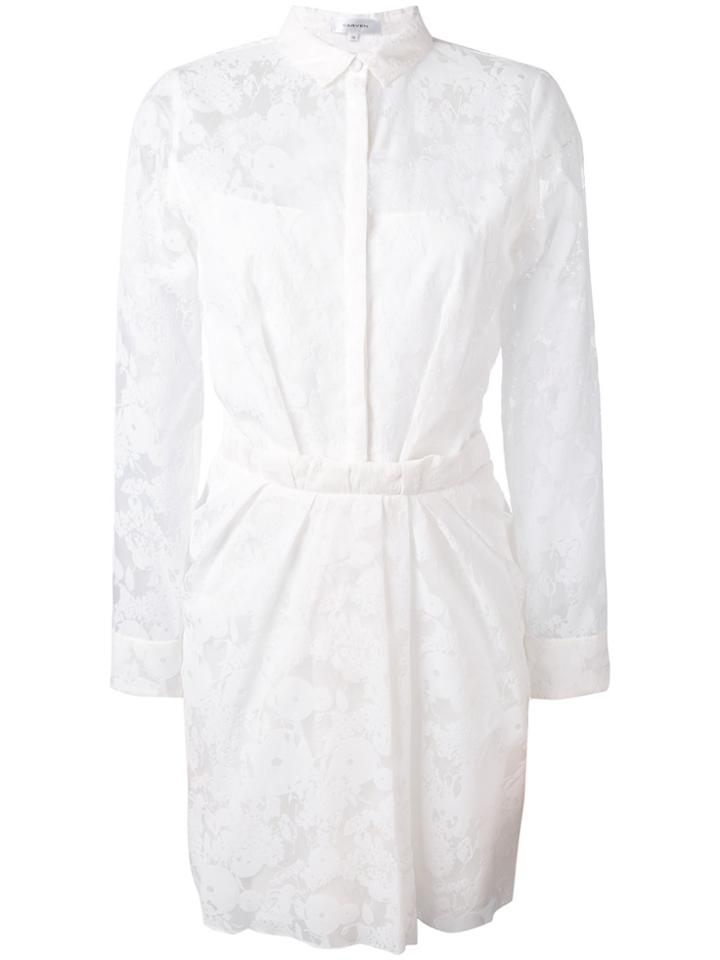 Carven Lace Trim Shirt Dress - White