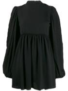 Wandering High Neck Flared Mini Dress - Black