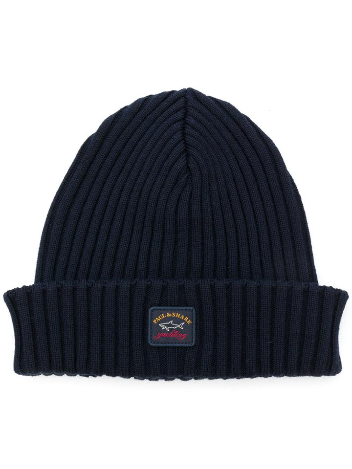 Paul & Shark Ribbed Beanie - Blue