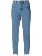 Jovonna Embellished Hem Cropped Jeans - Blue