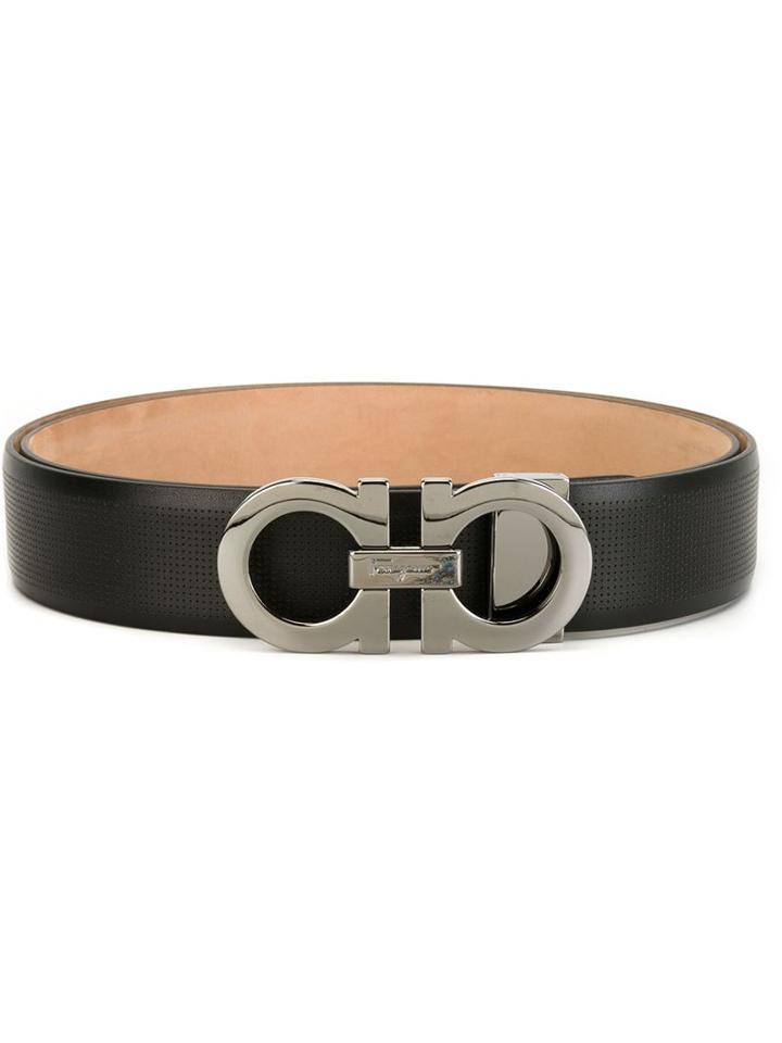 Salvatore Ferragamo Gancini Buckle Belt, Men's, Size: 110, Calf Leather