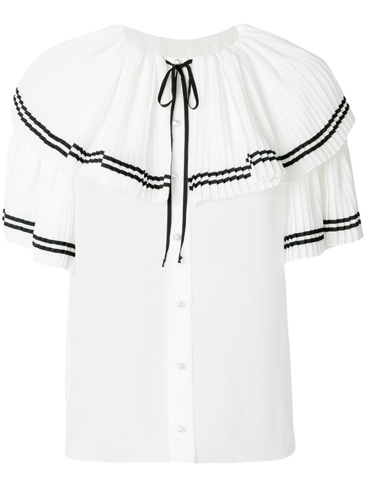 Philosophy Di Lorenzo Serafini Embroidered Ruffle Neck Blouse - White