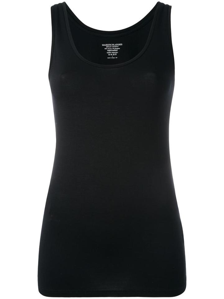 Majestic Filatures Scoop Neck Tank, Women's, Size: 3, Black, Viscose/spandex/elastane