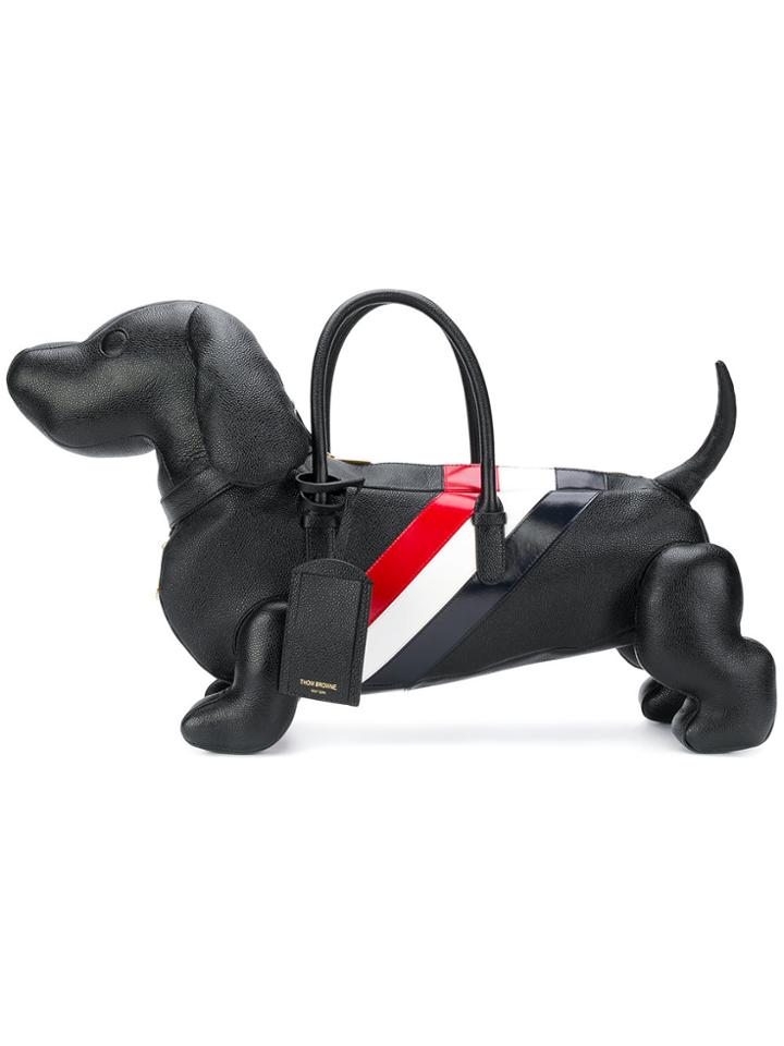 Thom Browne Striped Hector Bag - Black