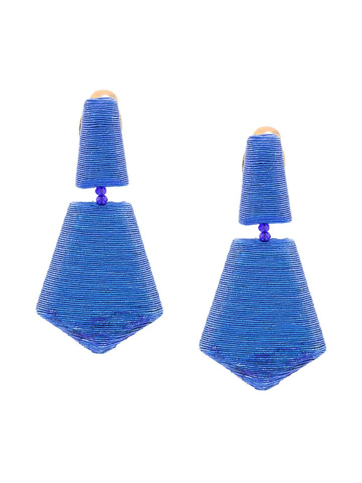 Oscar De La Renta Geometric Silk Drop Earrings - Blue