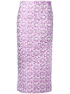 Rochas Jacquard Midi Skirt, Women's, Size: 42, Pink/purple, Silk/cotton/polyamide/polyester