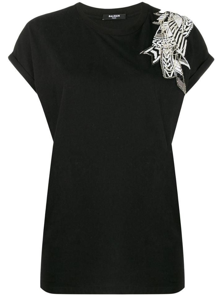 Balmain Beaded T-shirt - Black