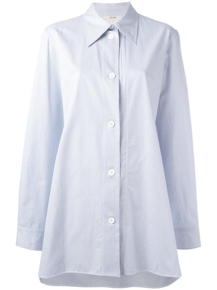 Céline Pointed Collar Shirt, Women's, Size: 38, Blue, Cotton