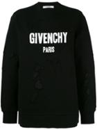 Givenchy Distressed Logo Print Sweatshirt, Women's, Size: Small, Black, Cotton/polyester