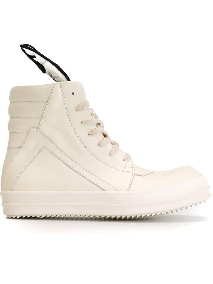 Rick Owens Geobasket Hi-top Sneakers, Men's, Size: 41.5, White, Leather/rubber
