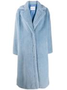 Stand Faux Shearling Coat - Blue