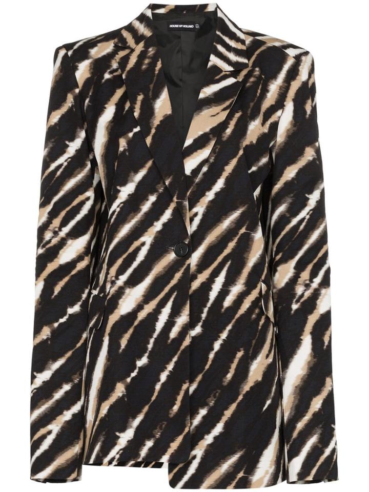 House Of Holland Asymmetric Zebra Print Blazer - Brown