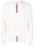 Thom Browne Center-back Rwb Stripe Boxy Cardigan - White