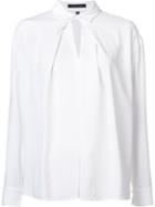 Walter Voulaz Cut-away Collar Blouse, Women's, Size: 42, White, Viscose/acetate