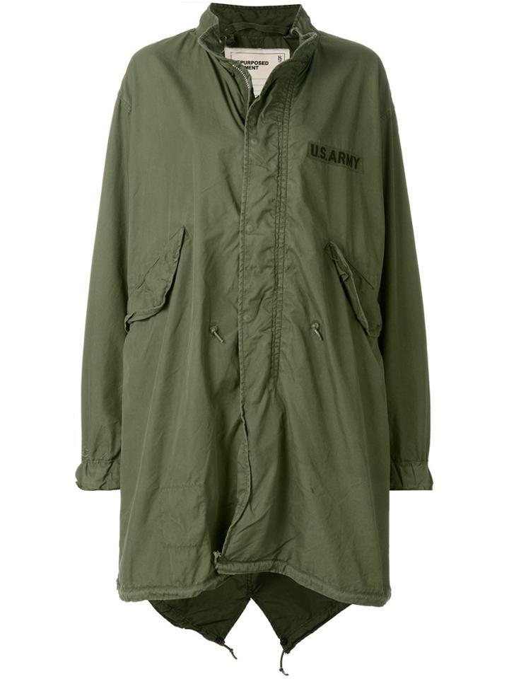 R13 God Save America Oversized Coat - Green