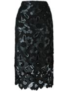 Twin-set Leather-effect Floral Lace Skirt