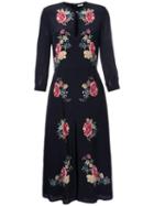 Vilshenko Silk Floral Print Dress, Women's, Size: 10, Black, Silk