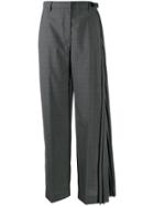 Prada Checked Pleated Detail Tailored Trousers - Grey