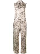 Pinko Snakeskin Print Jumpsuit - Brown
