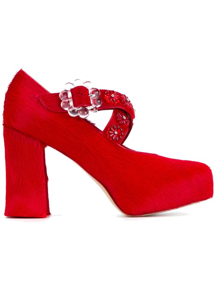 Simone Rocha Bead Embellished Pumps - Red