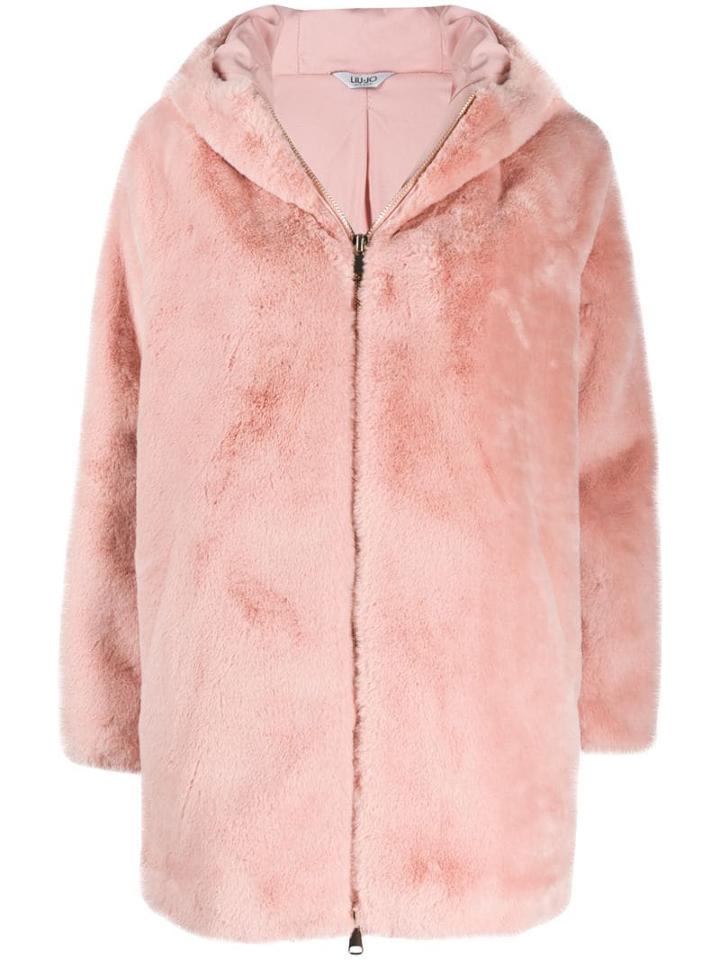 Liu Jo Faux-fur Midi Coat - Pink